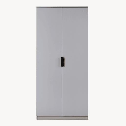 Roupeiro Eiselfing (2 portas 1 bengaleiro 4 compartimentos) MDF 176x80x52cm - Cinzento en.casa