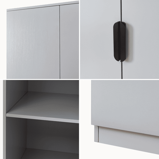Roupeiro Eiselfing (2 portas 1 bengaleiro 4 compartimentos) MDF 176x80x52cm - Cinzento en.casa