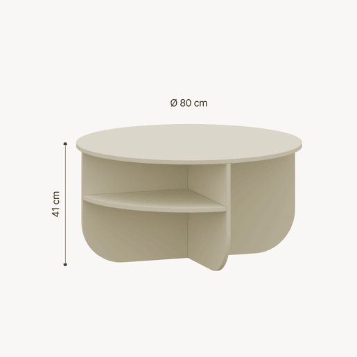 Mesa de centro Reykhon redonda com espaço de arrumação Ø80x41 cm - Cor areia en.casa Mesa de centro Reykhon redonda com espaço de arrumação Ø80x41 cm - Cor areia en.casa