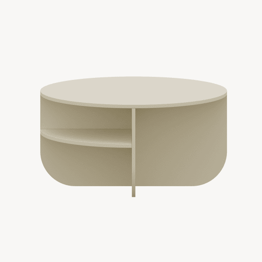 Mesa de centro Reykhon redonda com espaço de arrumação Ø80x41 cm - Cor areia en.casa Mesa de centro Reykhon redonda com espaço de arrumação Ø80x41 cm - Cor areia en.casa