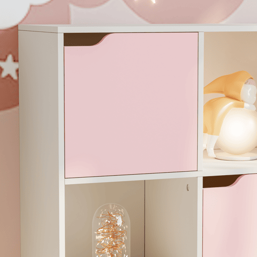 Prateleira para crianças Ljunshund com 9 compartimentos Cubo 90x90x30 cm Branco Rosa en.casa Prateleira para crianças Ljunshund com 9 compartimentos Cubo 90x90x30 cm Branco Rosa en.casa