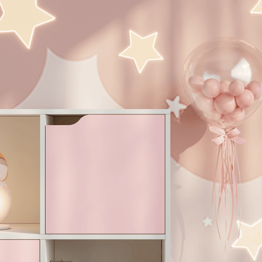 Prateleira para crianças Ljunshund com 9 compartimentos Cubo 90x90x30 cm Branco Rosa en.casa Prateleira para crianças Ljunshund com 9 compartimentos Cubo 90x90x30 cm Branco Rosa en.casa