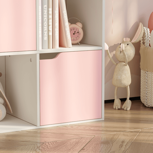 Prateleira para crianças Ljunshund com 9 compartimentos Cubo 90x90x30 cm Branco Rosa en.casa Prateleira para crianças Ljunshund com 9 compartimentos Cubo 90x90x30 cm Branco Rosa en.casa