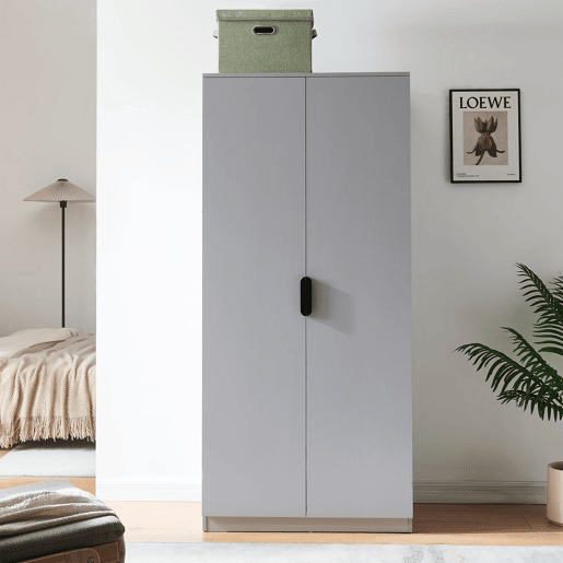 Roupeiro Eiselfing (2 portas 1 bengaleiro 1 compartimento) MDF 176x80x52cm - Cinzento en.casa