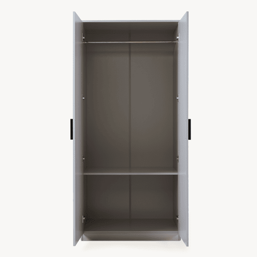 Roupeiro Eiselfing (2 portas 1 bengaleiro 1 compartimento) MDF 176x80x52cm - Cinzento en.casa