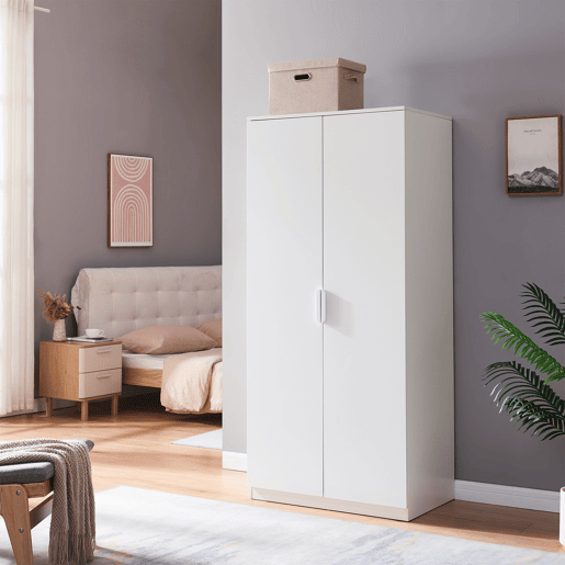Roupeiro Eiselfing (2 portas 1 bengaleiro 1 compartimento) MDF 176x80x52cm - Branco en.casa