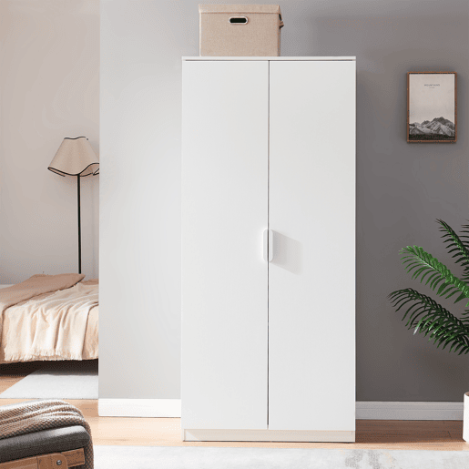 Roupeiro Eiselfing (2 portas 1 bengaleiro 1 compartimento) MDF 176x80x52cm - Branco en.casa