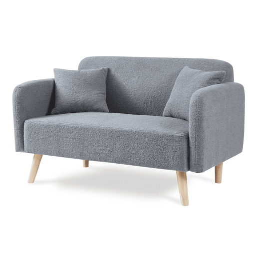 Sofá de 2 lugares Midt de bouclé madeira 132x70x81 cm - Cinzento en.casa