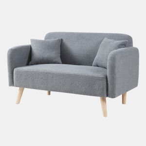 Sofá de 2 lugares Midt de bouclé madeira 132x70x81 cm - Cinzento en.casa