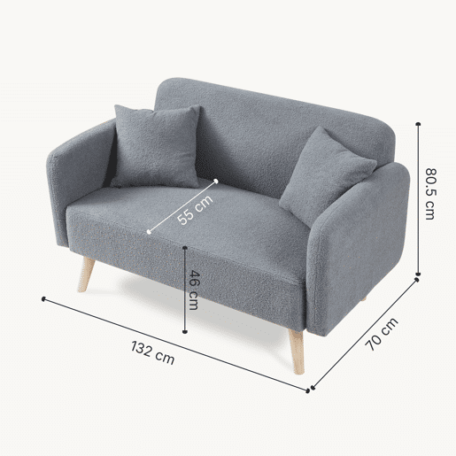 Sofá de 2 lugares Midt de bouclé madeira 132x70x81 cm - Cinzento en.casa