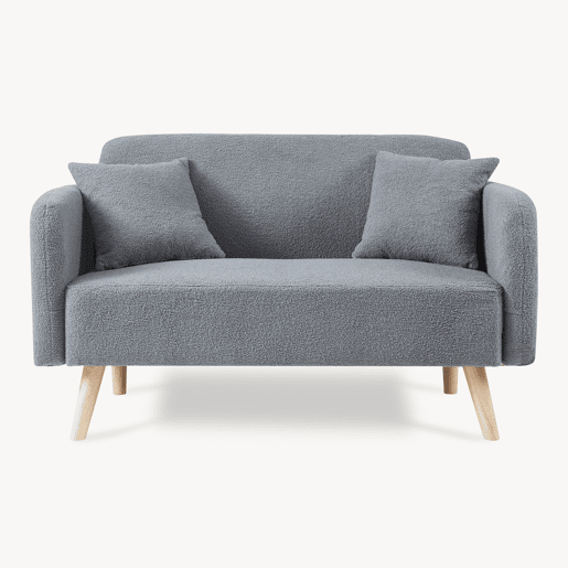 Sofá de 2 lugares Midt de bouclé madeira 132x70x81 cm - Cinzento en.casa