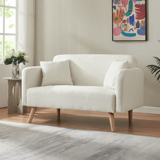 Sofá de 2 lugares Midt de cordão madeira 132x70x81 cm - Bege en.casa