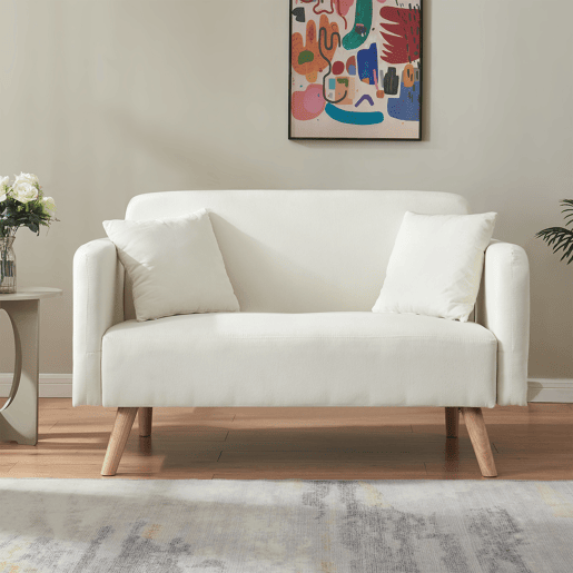 Sofá de 2 lugares Midt de cordão madeira 132x70x81 cm - Bege en.casa