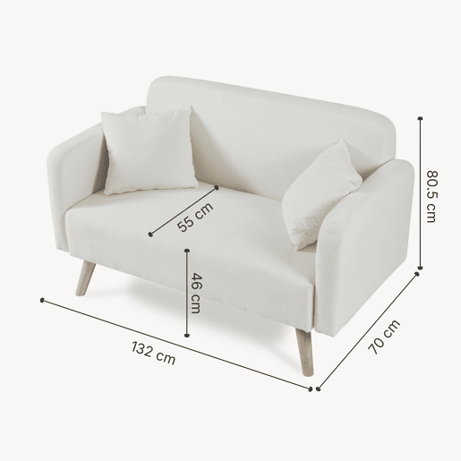 Sofá de 2 lugares Midt de cordão madeira 132x70x81 cm - Bege en.casa