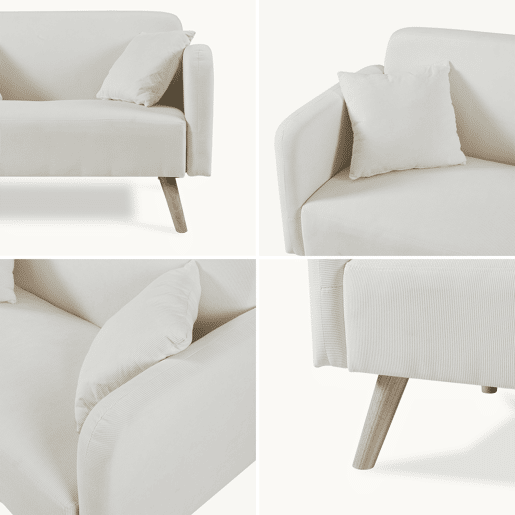 Sofá de 2 lugares Midt de cordão madeira 132x70x81 cm - Bege en.casa