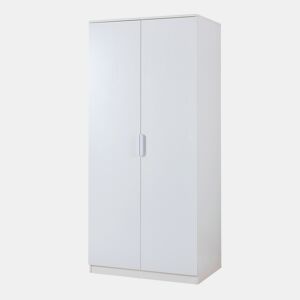 Roupeiro Eiselfing (2 portas 1 bengaleiro 4 compartimentos) MDF 176x80x52cm - Branco en.casa