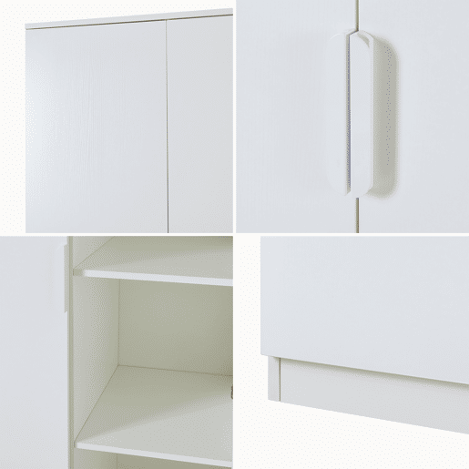 Roupeiro Eiselfing (2 portas 1 bengaleiro 4 compartimentos) MDF 176x80x52cm - Branco en.casa