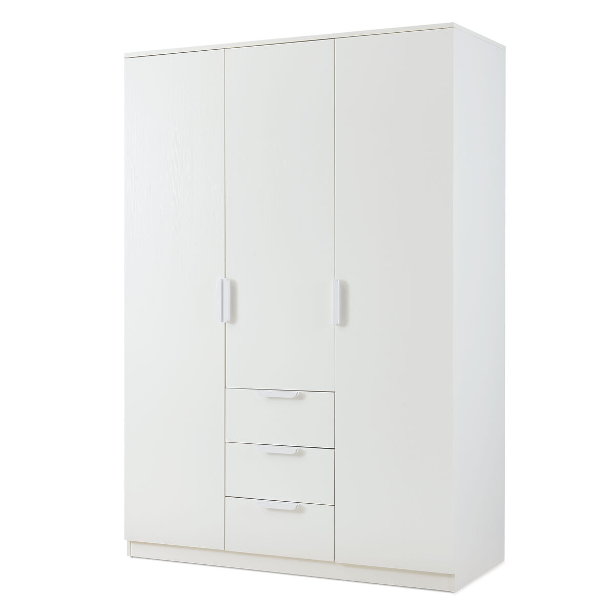 Armario Ropero Eiselfing 3 puertas 4 compartimentos 3 cajones MDF 120 Blanco