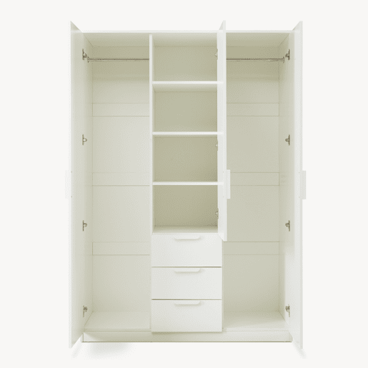 Roupeiro Eiselfing (3 portas 4 compartimentos 3 gavetas) MDF 176x120x52 cm - Branco en.casa
