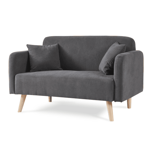 Sofá de 2 lugares Midt de cordão madeira 132x70x81 cm - Cinzento en.casa