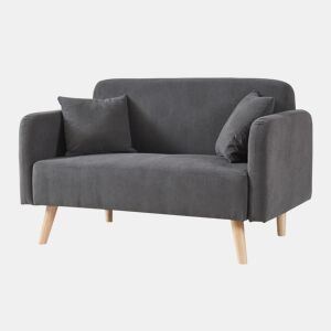 Sofá de 2 lugares Midt de cordão madeira 132x70x81 cm - Cinzento en.casa