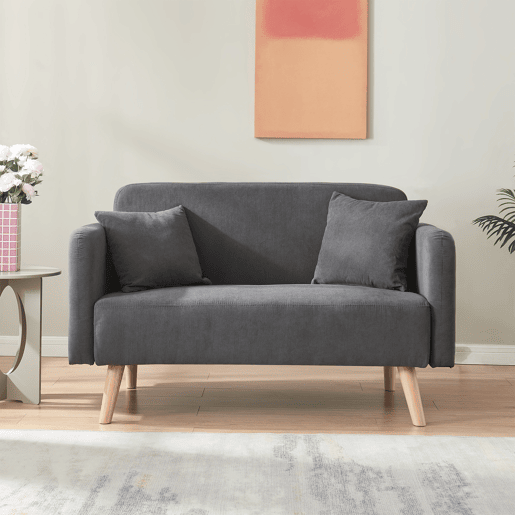 Sofá de 2 lugares Midt de cordão madeira 132x70x81 cm - Cinzento en.casa