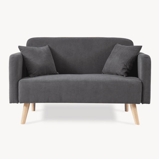 Sofá de 2 lugares Midt de cordão madeira 132x70x81 cm - Cinzento en.casa