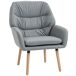 Butaca de Salón Cuero Sintético, Madera de Caucho HOMCOM Butaca de Salón Cuero Sintético, Madera de Caucho HOMCOM Gris