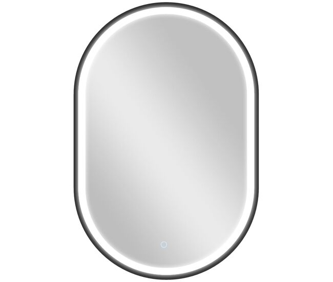 Homcom espejo de baño con luz, 60x90 cm, espejo de pared ovalado, 3 colores de luz, brillo regulable, función antivaho, memoria, interruptor táctil, marco de aluminio, ip44, negro