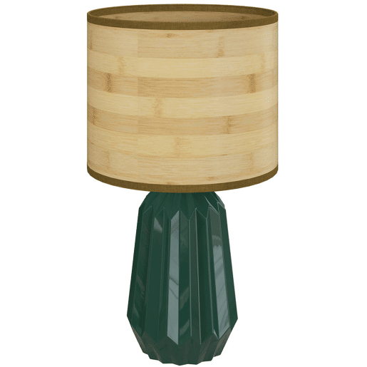 HOMCOM Candeeiro de Mesa com Base de Cerâmica e Ecrã de Linho Estilo Retro com Interruptor para Quarto Sala E27 40W Verde e Madeira