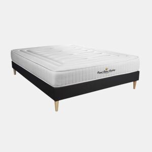 Pack sommier em kit preto com colchão LANCASTER 120x200cm - Altura : 22 cm - Molas ensacadas e viscoelástico - Firmeza : Alta com 3 Zona de firmeza