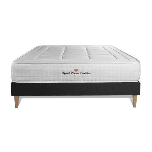 Conjunto de Estrado Preto + Colchão ROYAL PALACE BEDDING Balmoral (160x220 cm - Espuma Viscoelástica- Altura: 24 cm)