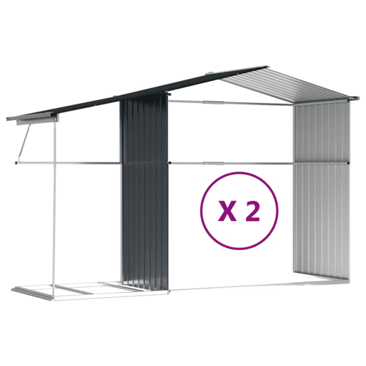 Abrigo de jardim, cabana, casa de armazenamento, galpão ao ar livre, ferramentas robustas, 277 x 279 x 179 cm, aço galvanizado antracite 02_0022212
