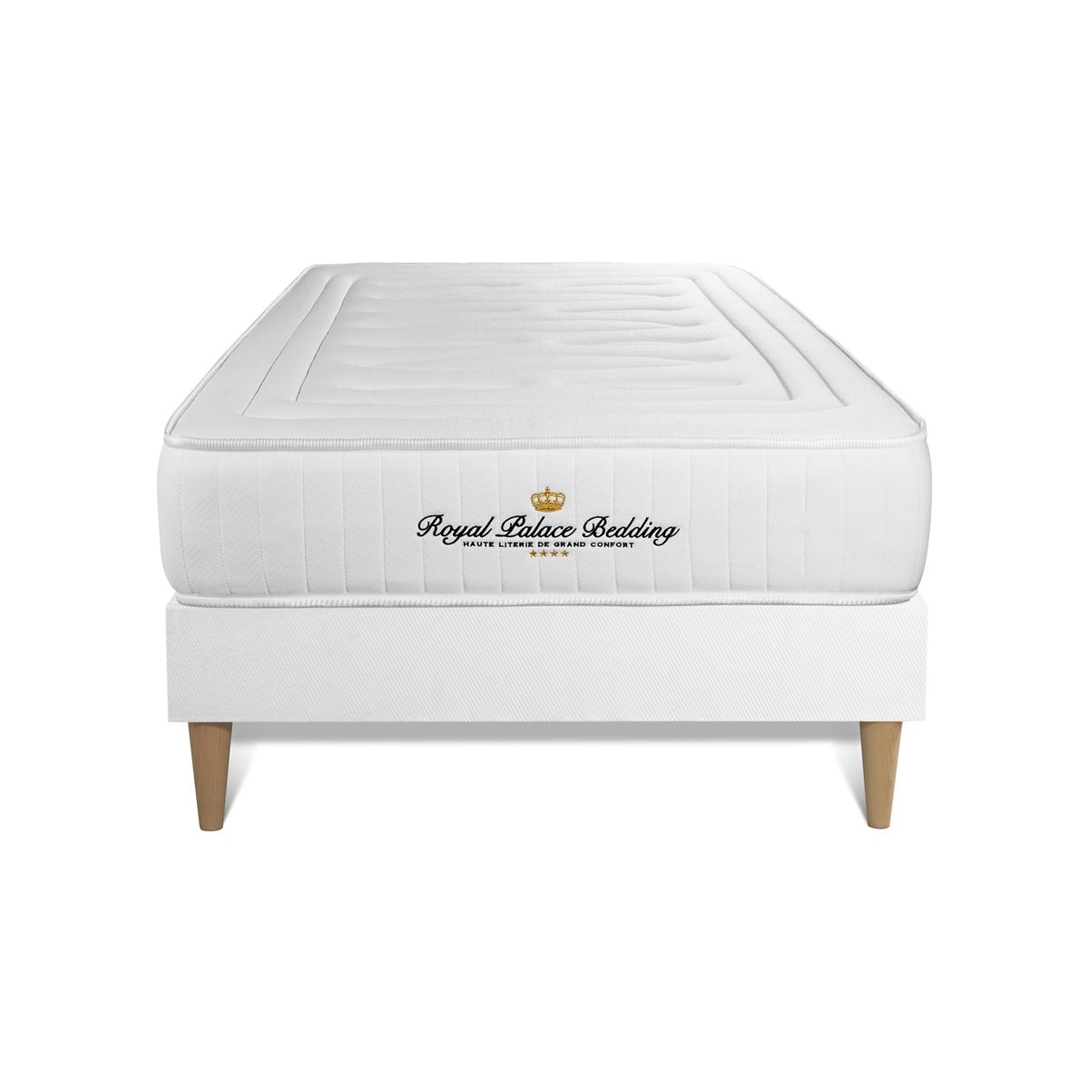 Colchón lancaster 90x200cm, grosor : 22cm, muelles ensacados y espuma viscoelástica, firme, 3 zonas de confort + somier blanco