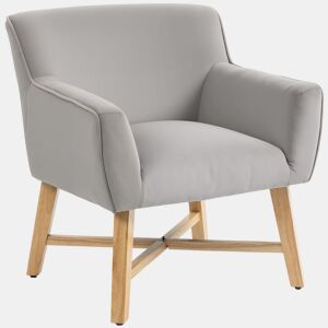 HOMCOM Poltrona de Sala de Estar Estofada em Veludo Poltrona Relax Moderna com Apoio para os Braços Acolchoados Pés de Madeira e Base Cruzada para Dormitório 67x65x74 cm Cinzento