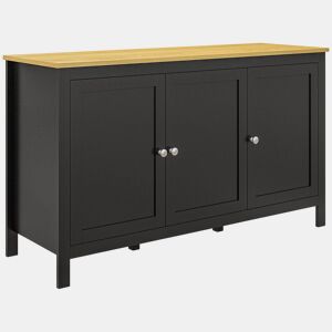 HOMCOM Aparador de Sala de Estar com 3 Portas Buffet Sala de Estar com Prateleiras Ajustáveis para Sala de Jantar Estilo Moderno 120x40x70 cm Preto e Madeira
