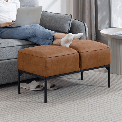 HOMCOM Banco de Pé de Cama Moderno com Assento Acolchoado e Pés de Aço, Couro Sintético, Banqueta de Quarto, Suporta até 120 kg, Ideal para Entrada, Corredor, 80x40x46 cm, Castanho