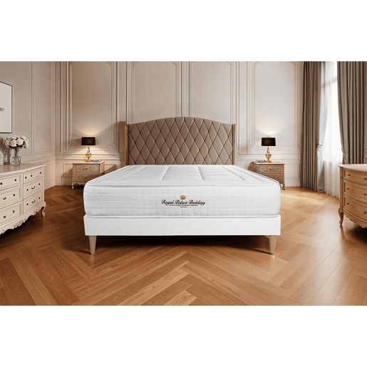 Conjunto de Estrado Branco + Colchão ROYAL PALACE BEDDING Balmoral (150x190 cm - Espuma Viscoelástica- Altura: 24 cm)