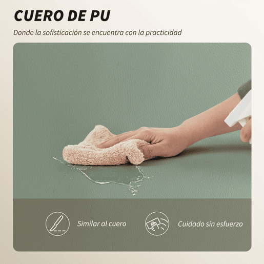 HOMCOM Cadeira de Escritório com Apoio para Pés, Cadeira de Escritório Giratória, com Encosto Reclinável a 150° e Alto, Estofada com Espuma Densa, Revestida em Pele Sintética, Suporte Lombar, Altura Ajustável, Verde