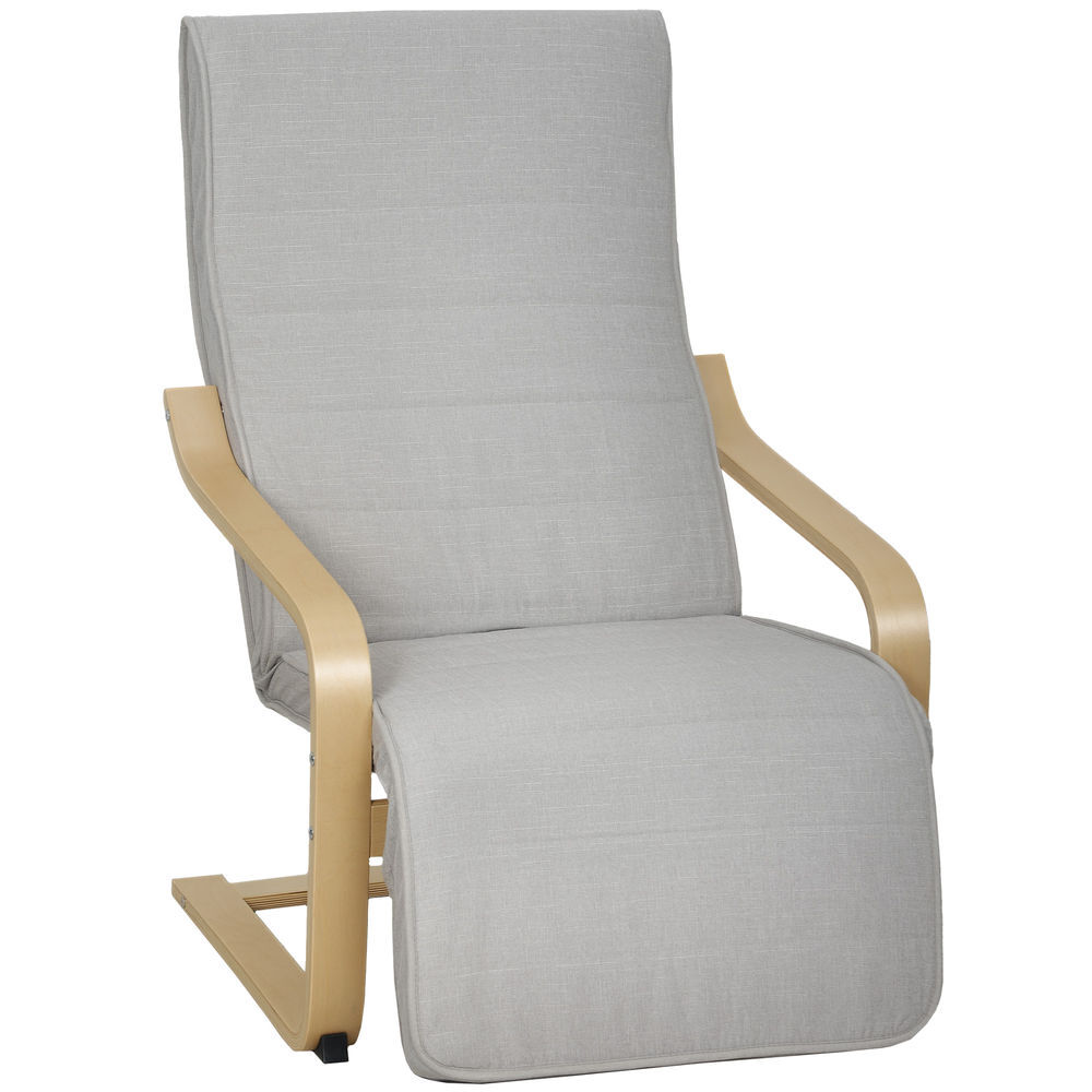 Homcom sillón de salón con reposapiés ajustable, butaca de salón tapizada en lino sintético con marco de madera, sillón de relax para dormitorio,