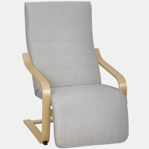 HOMCOM Poltrona de Sala de Estar com Apoio para os Pés Ajustáveis Poltrona para Dormitório Estofada em Tecido com Estrutura de Madeira Carga 120 kg para Escritório Estúdio 66,5x94x100 cm Cinza Claro