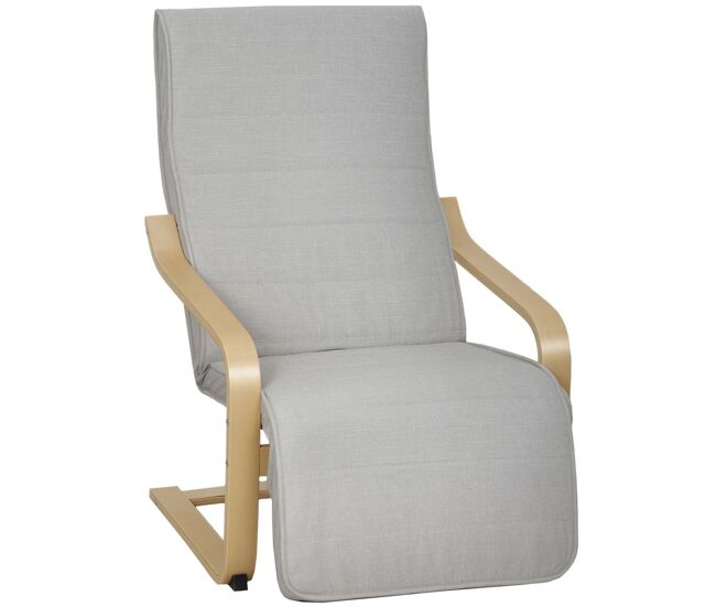 Homcom sillón de salón con reposapiés ajustable, butaca de salón tapizada en lino sintético con marco de madera, sillón de relax para dormitorio,