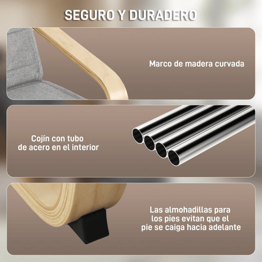 HOMCOM Poltrona de Sala de Estar com Apoio para os Pés Ajustáveis Poltrona para Dormitório Estofada em Tecido com Estrutura de Madeira Carga 120 kg para Escritório Estúdio 66,5x94x100 cm Cinza Claro