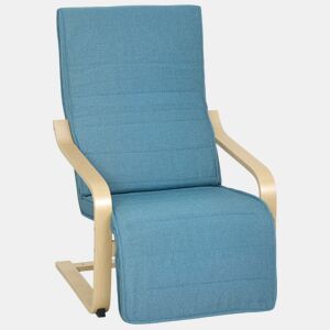 HOMCOM Poltrona de Sala de Estar com Apoio para os Pés Ajustáveis Poltrona para Dormitório Estofada em Tecido com Estrutura de Madeira Carga 120 kg para Escritório Estúdio 66,5x94x100 cm Azul