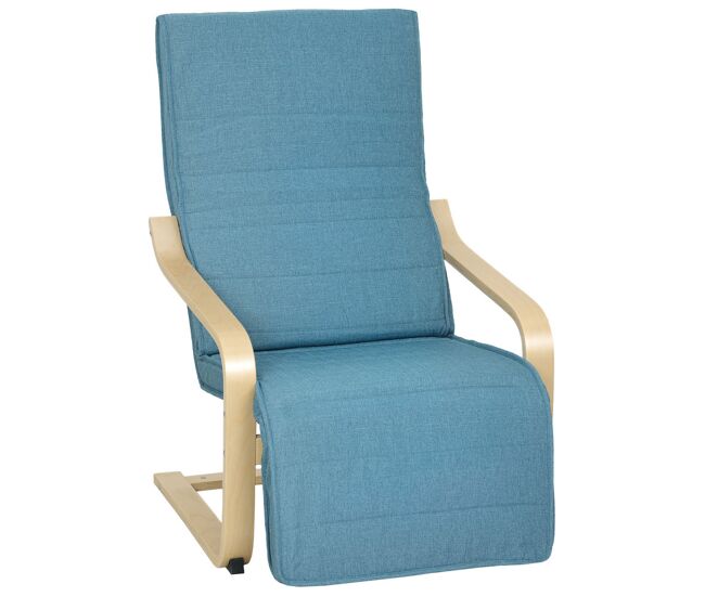 Homcom sillón de salón con reposapiés ajustable, butaca de salón tapizada en lino sintético con marco de madera, sillón de relax para dormitorio,
