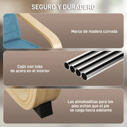 HOMCOM Poltrona de Sala de Estar com Apoio para os Pés Ajustáveis Poltrona para Dormitório Estofada em Tecido com Estrutura de Madeira Carga 120 kg para Escritório Estúdio 66,5x94x100 cm Azul