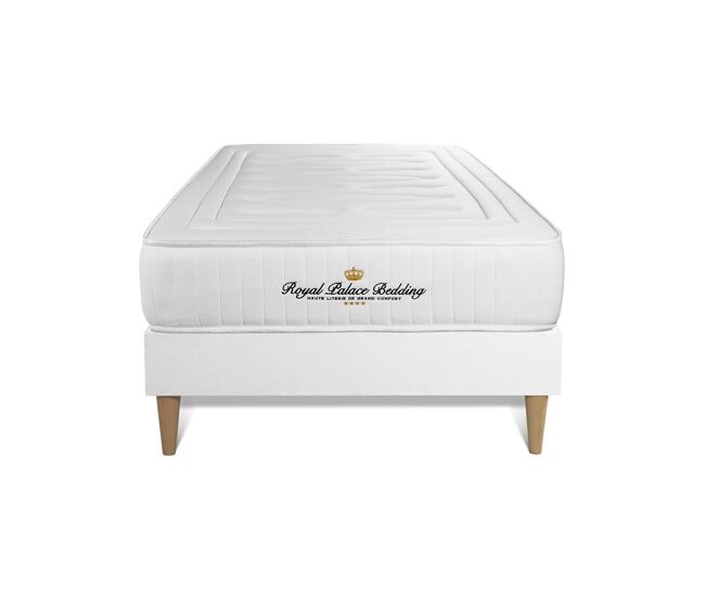 Colchón lancaster 90x190cm, grosor : 22cm, muelles ensacados y espuma viscoelástica, firme, 3 zonas de confort + somier blanco