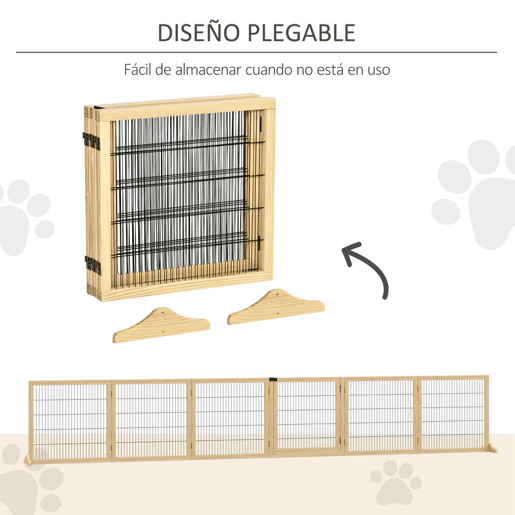 PawHut Barreira de Segurança para Cães de Madeira Dobrável para Escadas e Portas Grade para Cães Pequenos e Médios com 6 Painéis com Suporte de Pé para Interiores 432x36x70 cm Madeira PawHut Barreira de Segurança para Cães de Madeira Dobrável para Escadas e Portas Grade para Cães Pequenos e Médios com 6 Painéis com Suporte de Pé para Interiores 432x36x70 cm Madeira