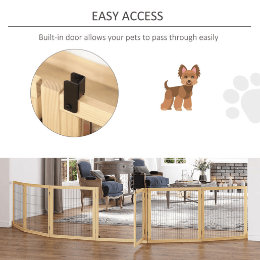 PawHut Barreira de Segurança para Cães de Madeira Dobrável para Escadas e Portas Grade para Cães Pequenos e Médios com 6 Painéis com Suporte de Pé para Interiores 432x36x70 cm Madeira PawHut Barreira de Segurança para Cães de Madeira Dobrável para Escadas e Portas Grade para Cães Pequenos e Médios com 6 Painéis com Suporte de Pé para Interiores 432x36x70 cm Madeira