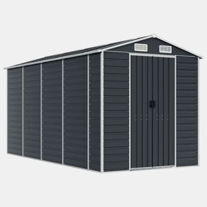 Abrigo de jardim, cabana, casa de armazenamento, galpão ao ar livre, ferramentas robustas, 191 x 385 x 198 cm, aço galvanizado antracite 02_0022186